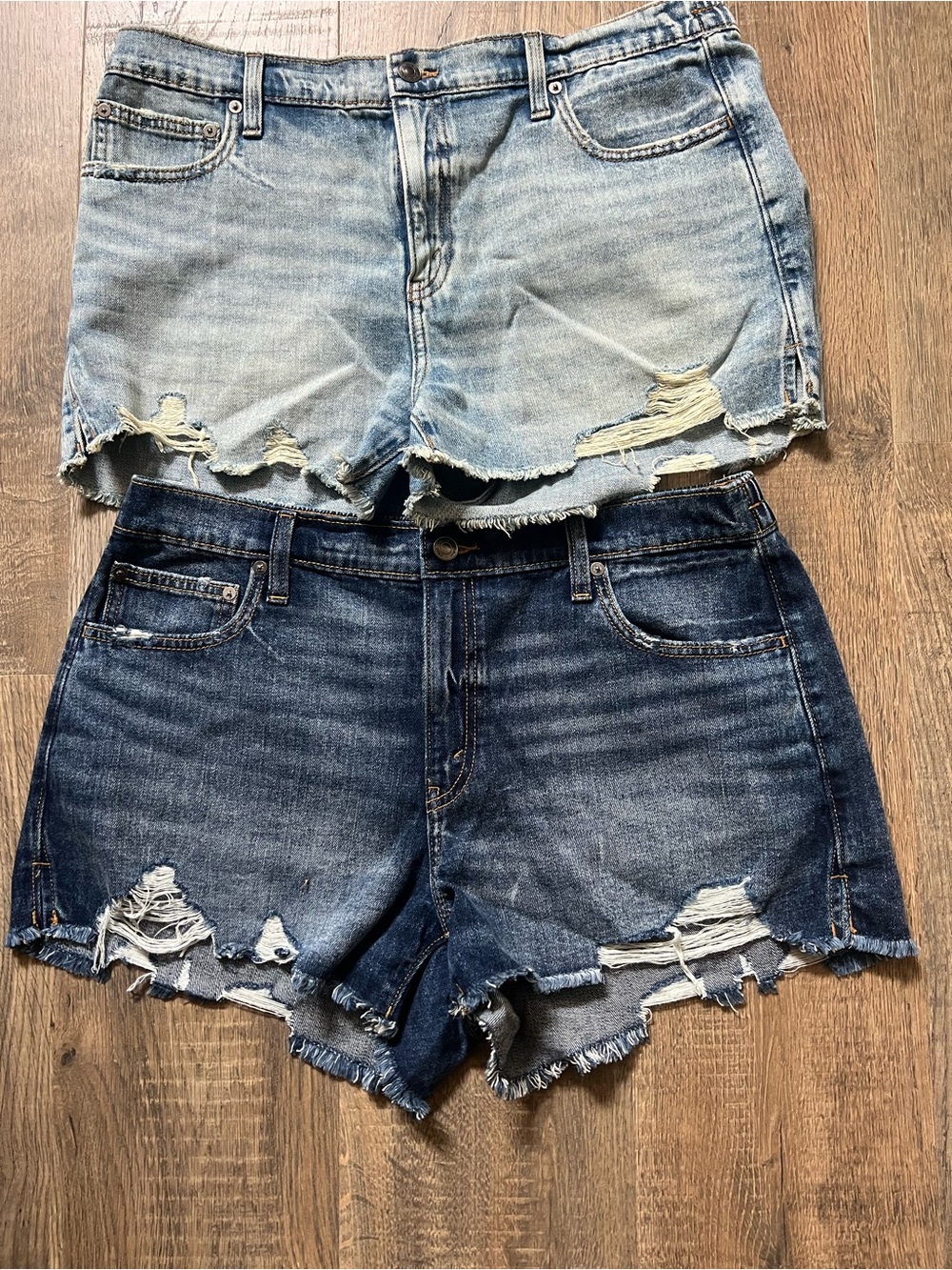aerie Distressed Denim Shorts Duo - Light Blue & Dark Blue
